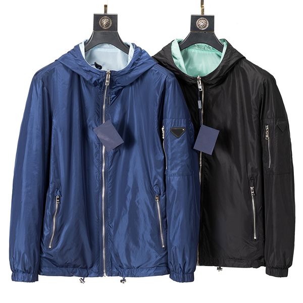 

2023 designer reversible men's mens crew hooded jackets lightweight zip up hoodie with pocket windbreaker coat autumn casual bomber jac, Black;brown