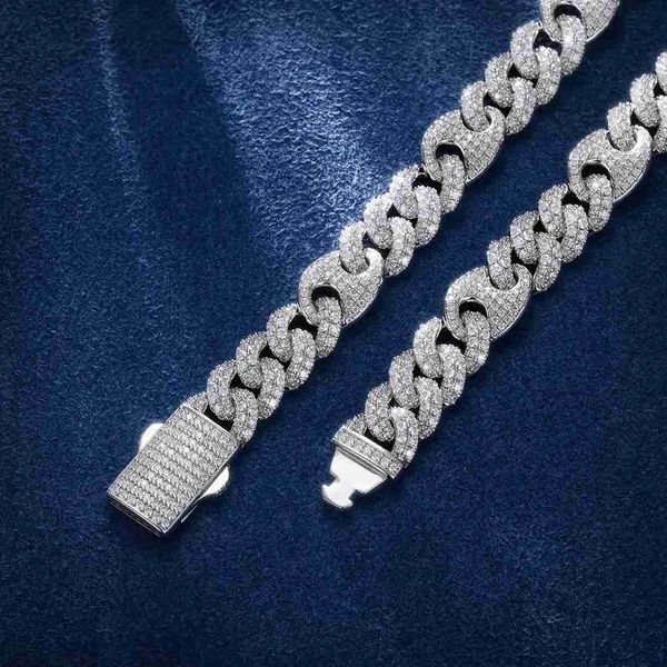 

hip hop jewelry 925 sterling silver diamond miami cuban chain iced out 10mm moissanie g-link cuban chain bracelet necklace