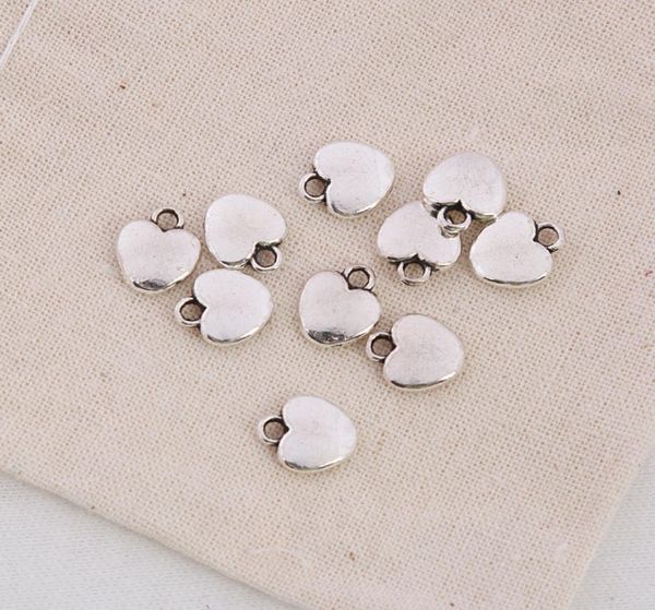 

8*10mm vintage alloy flat heart charms fit expandable bangles for valentine's day aac13017652795, Bronze;silver