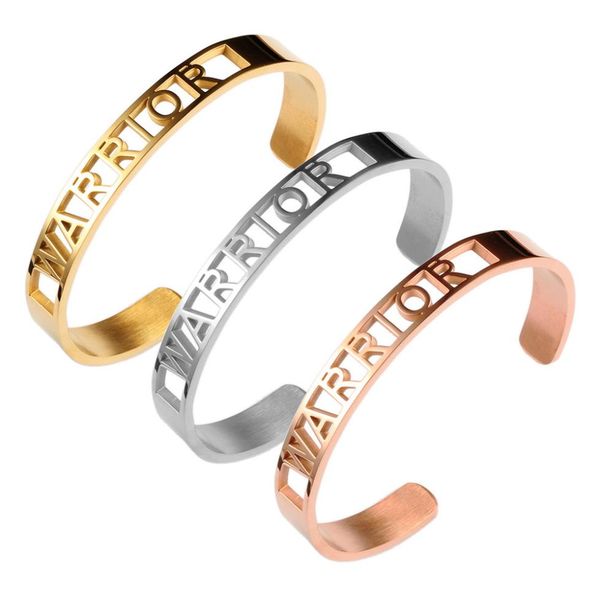 

8mm women stainless steel bangle bracelet warrior inspirational engraved mantra bracelets silver gold rose gold2831235, Black