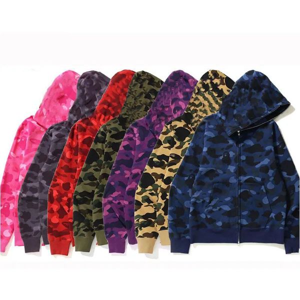 

mens designer hoodie full zip up shark hoodies luxury for woman black camouflage jacket blue hoody hooded womens sweater long sleeve tech fl
