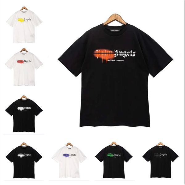 

designer mens t shirt high street palms angels angel shirts women graffiti tee fashion spray paint couple short sleeves loose tide brand, White;black