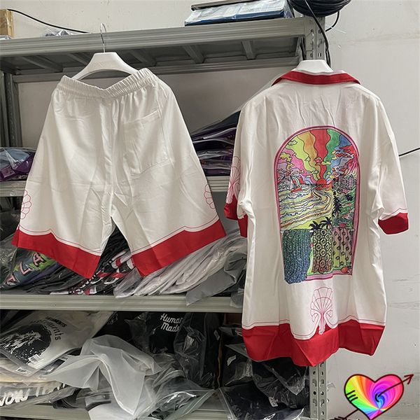 

2023 silk suit men women 1 sets shirt short sleeve sport shorts