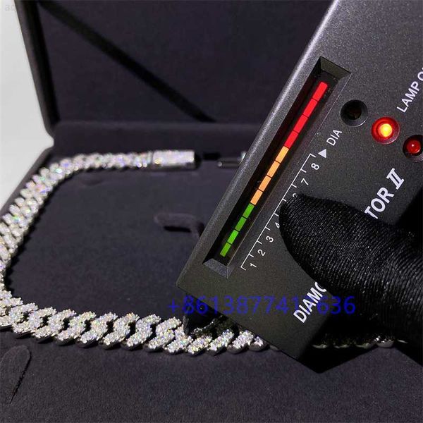 

hip hop bling jewelry men luxury link chain vvs moissanite iced out cuban chain, Silver