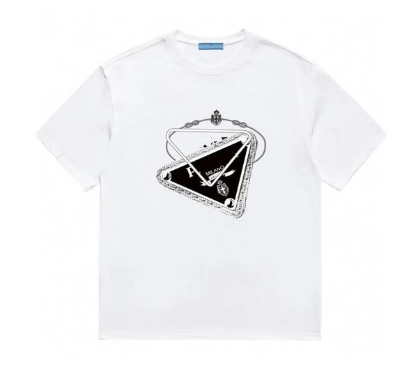 

designer mens t-shirts triangle letter men's t-shirts luxury brand short sleeve printed t-shirt loose versatile women couple short slee, White;black