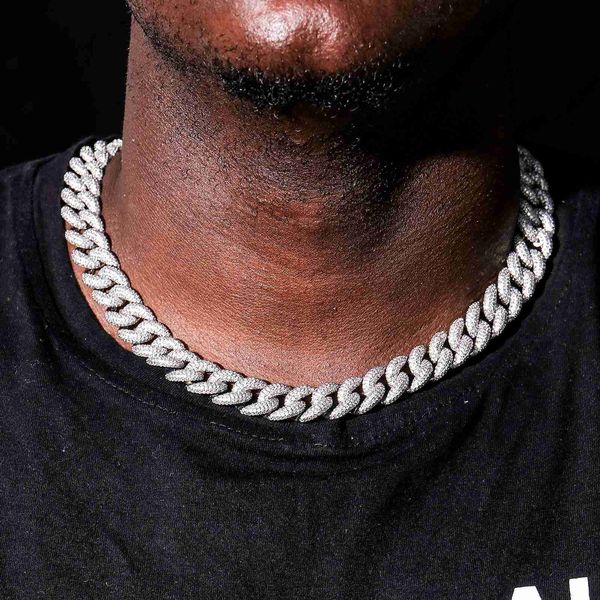 

hip hop jewelry 15mm moissanite vvs iced cuban link chains, Silver