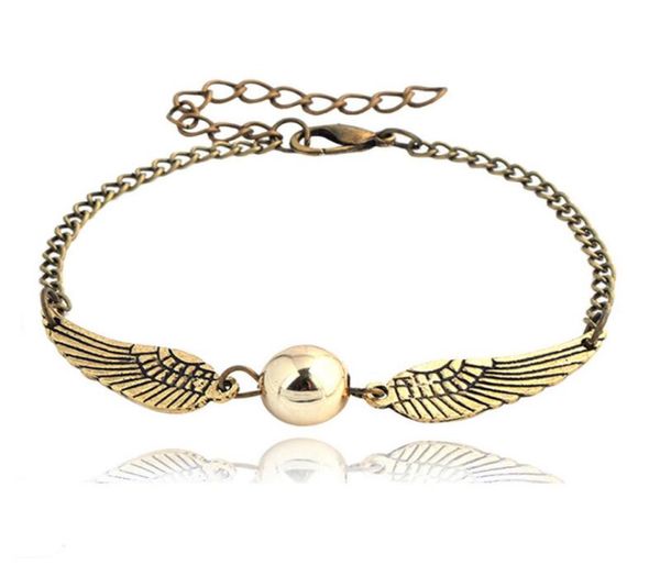 

quidditch golden snitch pocket bracelet charm bracelets wings vintage retro tone for men and women wholesale 15234274155, Golden;silver