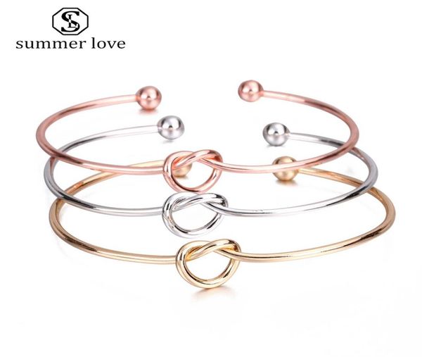 

sale tie knot heart charm bracelet bangle for women sweet silver gold rose gold plating open bangle bridesmaid jewelry gift9262043, Black