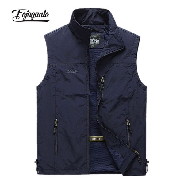 

men's vests fojaganto spring men waistcoat outdoor leisure solid color vest young middle-aged pography fishing casual vest jacket male, Black;white