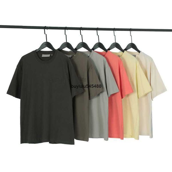

2023 summer men and women fashion t-shirt hight street brand es original flocked short sleeve, White