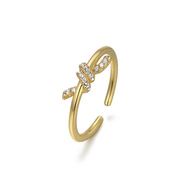 

knot ring tiffay trend personalized cross bow and diamond embedding valentine's day versatile titanium steel pair electroplating origin, Silver