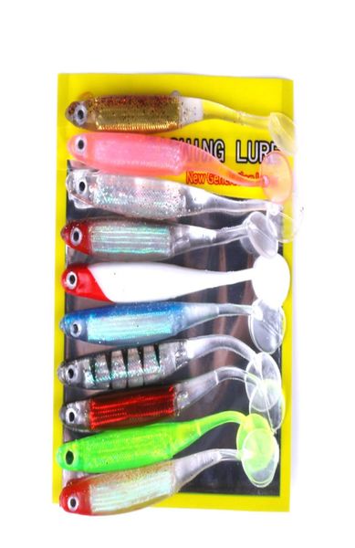 

3d fish artificial soft worms laser bait 10colors 11cm 5g silicon rubber freshwater shad fishing lure7544799