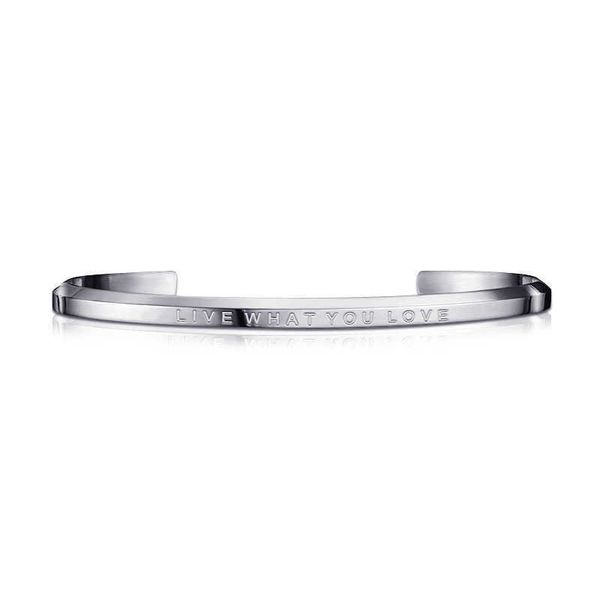 

selling engraved live what you love 4mm steel bracelet, Golden;silver