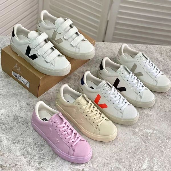 

fashion brand veja campo casual shoes for men women deisgner vejas plate-forme sneakers white black green pink red blue flat trainer leather