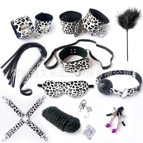 

torture plush leather white leopard print ten piece set alternative chains shackles and equipment 80% off store online sale