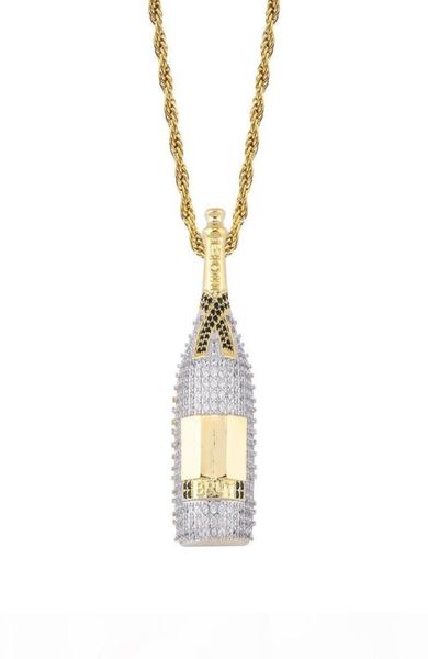 

wine bottle pendants necklace hip hop paved cubic zirconia bling iced out pendants necklace new 7586048, Silver
