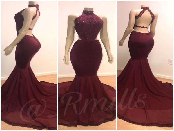 

2019 maroon prom evening dress vintage backless appliqued formal party gown sheath plus size pageant drseses custom made9145622, Black