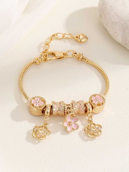

women's fashion accessories flower charm bracelet, Golden;silver