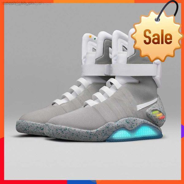 

2023 new back to the future automatic laces air mag sneakers marty mcfly's air mags led shoes back to the future glow in dark gray mcfl, Black