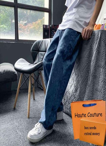 

men039s cool jeans straight letter print men trousers elastic street style male long pants casual stretch trouser 722504, Blue