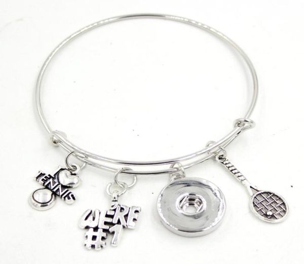 

new arrival diy interchangeable 18mm snap jewelry sport style i love tennis adjustable expandable snap banglesbracelet jewelry4282213, Golden;silver