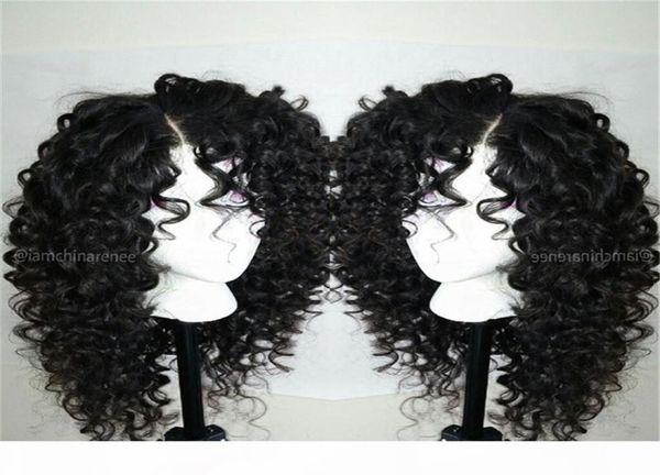 

full lace human hair wigs for black women greatremy malaysian virgin hair wavy curly front lace wigs with baby hair9346189, Black;brown