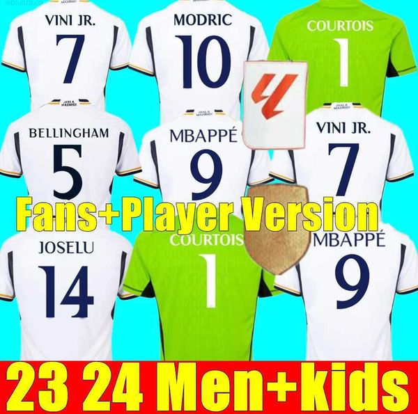 

22 23 24 fans player version soccer jerseys benzema rodrgo bellingham joselu 2023 vini jr football shirt real madrids camiseta futbol men ki, White;black