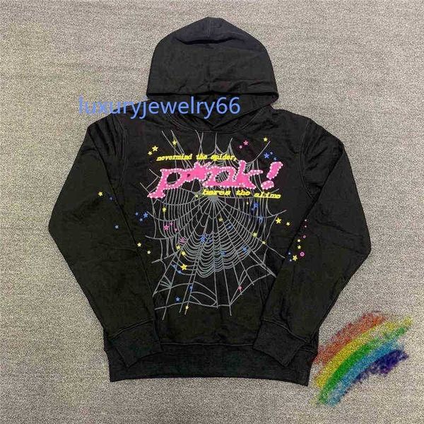 

men's hoodies sweatshirts men's hoodies sweatshirts puff print sp5der hoodie men women heavy fabric spider web sweatshirts pullove, Black