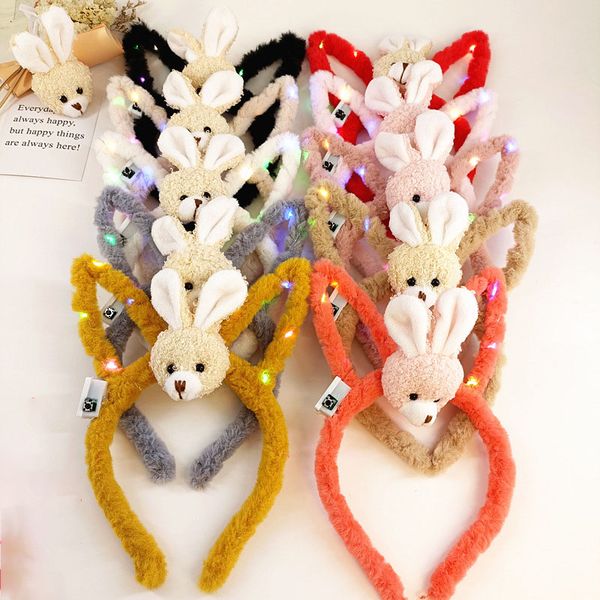 

new shining hair band plush rabbit headwear, Slivery;white