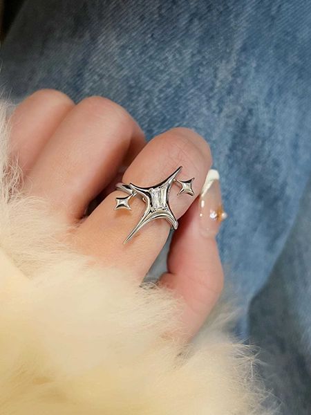 

women's fashion accessories star decor ring, Silver