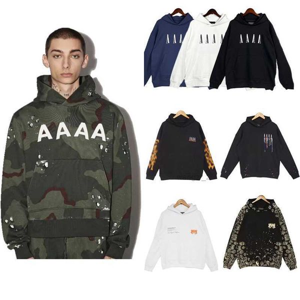 

amirri mens hoodie womens hoody long sleeve pullover graffiti camouflage clothing hoodies loose streetwear cottons sweatshirts fashion clot, Black