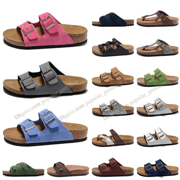 

new designer birks sandals men women arizona gizeh slippers casual sandal mixed colors flip flops strap beach sliders sac genuine leathe nav, Black