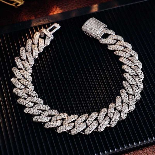 

vvs moissanite silver chain hip hop jewelry 925 sterling 10mm bracelet