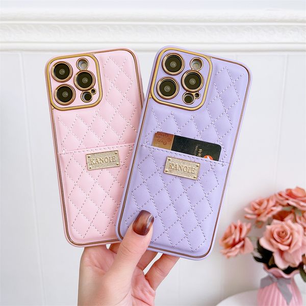 

luxruy quilted diamond phone cover for iphone 14 pro max 13 card holder slot wallet leather case 11 12 promax 13 pro anti fall