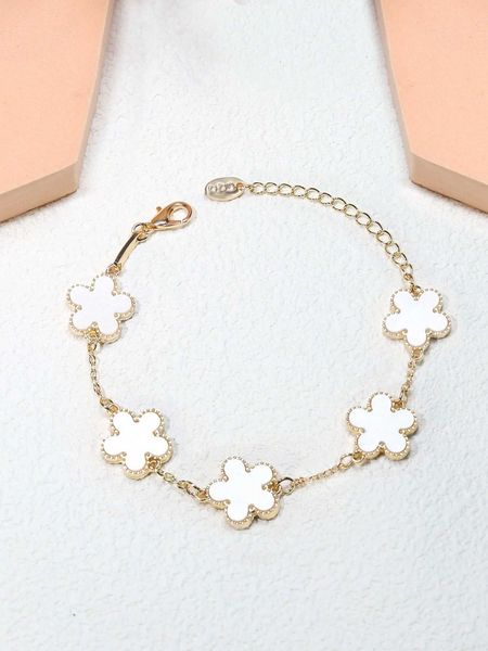

1pc fashion zinc alloy flower decor bracelet for women for gift, Golden;silver
