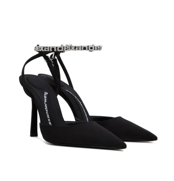 

summer 2023 brand a-wang women delphine sandals shoes covered stiletto heel & pumps party wedding dress lady sandalias eu35-41, Black