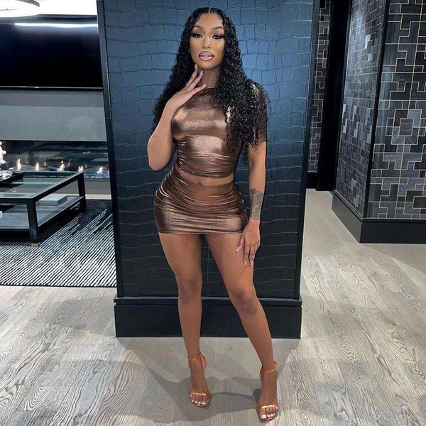 

sg summer dress navel metallic splash proof skirt suit for women, White