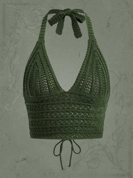 

women's clothing goth tie back knit top, White