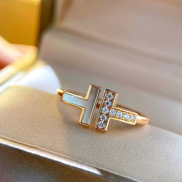 

designer s925 sterling silver tiffay double open ring rose same style personalized fashion white beimu gold women's trend