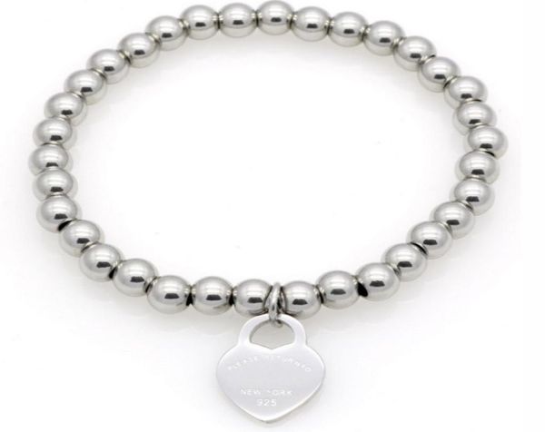 

silvergold color heart brand heart rhinestone bead stretch style plated 925 silver color bangle brcelet barcelets letter bracelet9071742, Black