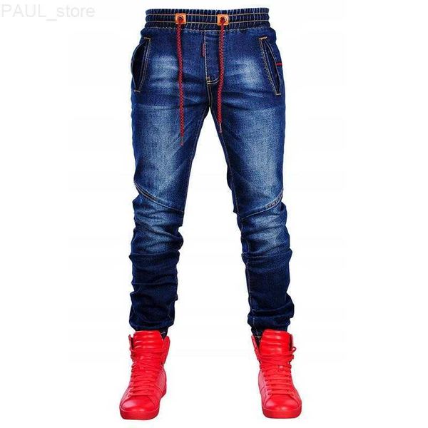 

men's jeans denim new men ripped jeans long european and american fashion casual pants stretch for man l230724, Blue