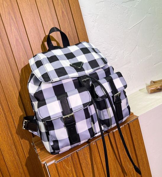 

new fashion designer large capacity backpack diamond-checked nylon fabric design waterproof