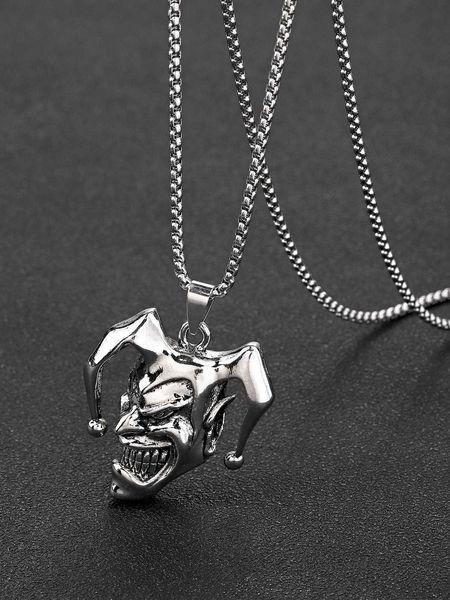 

men's accessories fashionable and popular men clown pendant necklace alloy for jewelry gift and for a stylish look, Silver