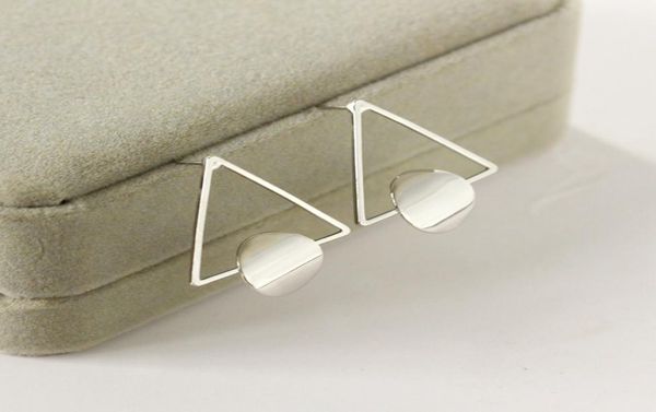 

geometric stud triangle round coin earring personalized glossy threedimensional earrings2422641, Golden;silver