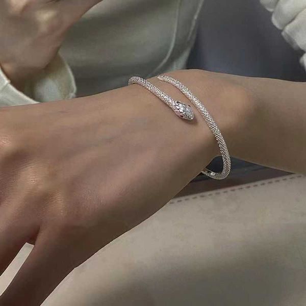 

silver open ins women's light luxury fashion new trend hip hop funny and scary exotic snake shaped bracelet, Golden;silver