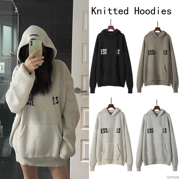 

2023 mens women designer essentialhoodie sweater knits keep warm in autumn winter hooded sweatshirt loose letter essentail hoodies casual pu, Black