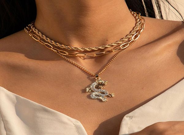 

pendant necklaces creative personality full rhinestone retro multilayer chain claviclechain simple multielement cross chain1152880, Silver