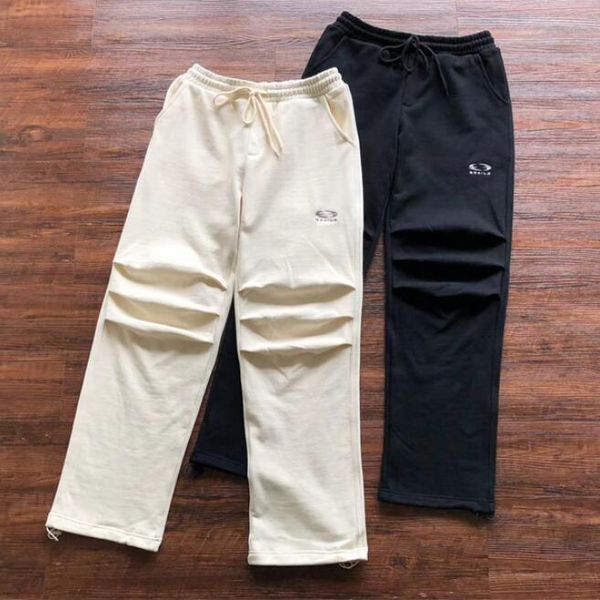 

sweatpants men women 1 quality embroidered loose straight pants zipper straight leg trousers, Black;brown