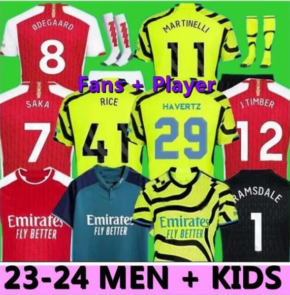 

23 24 g.jesus soccer jerseys rice smith rowe saka fans player j.timber martinelli tierney 2023 2024 football shirt men kids odegaard sambi f, Black