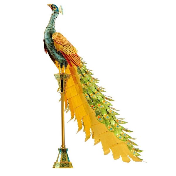 

piececool 3d metal puzzle colorful peacock bird model craft collection brain teaser stress relief toys handmade entertainment for adults and